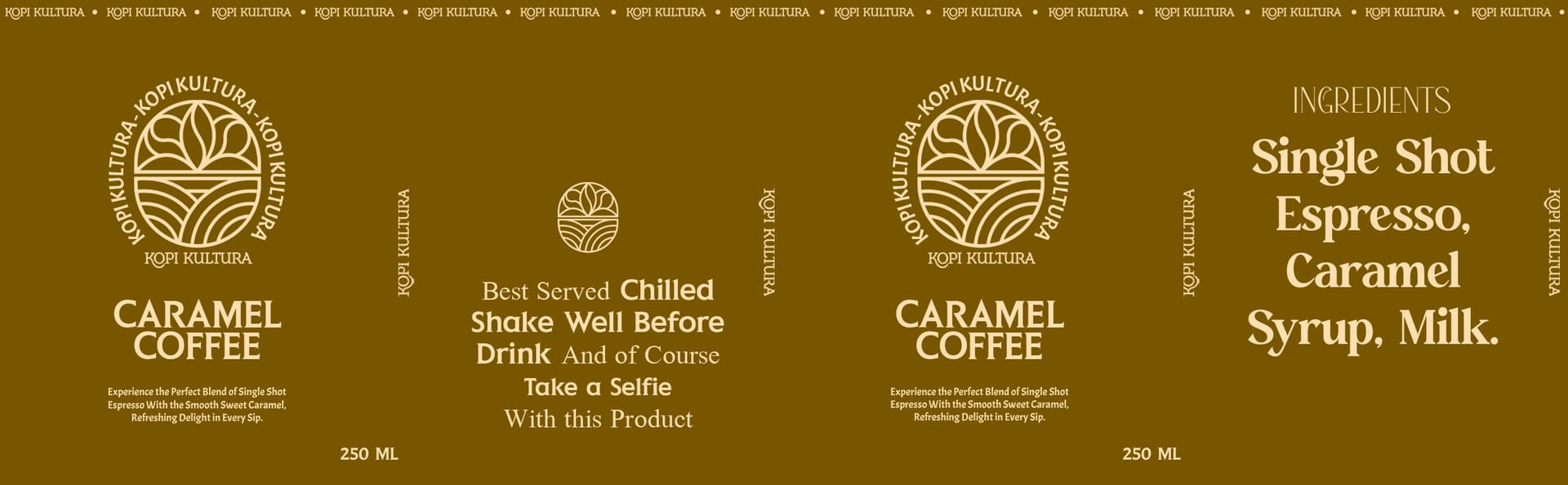Kopi Kultura can label design — Caramel Coffee, amber colorway