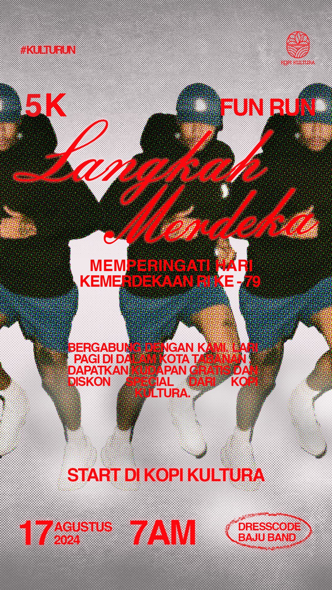 Poster event Kopi Kultura — Langkah Merdeka 5K Fun Run